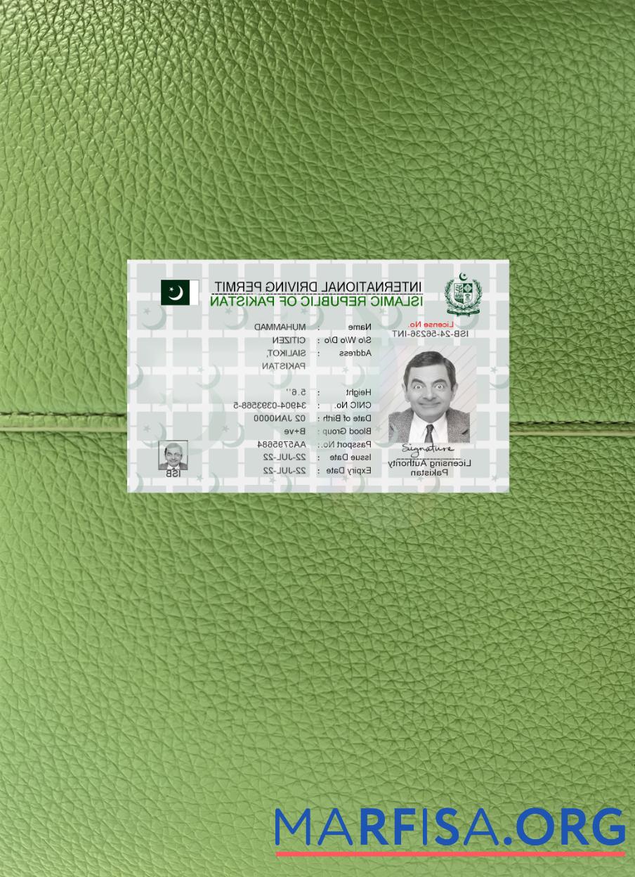 Realistic Pakistan international driving license 2022 present photolook sample
